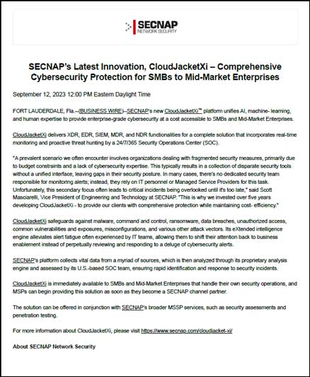 SECNAP-Press-Release-CloudJacketXi